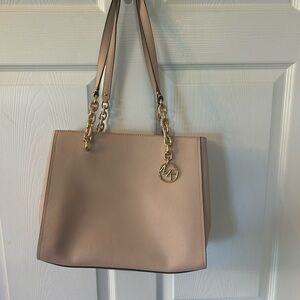 Michael Kors Beige Shoulder Bag with Silver-Tone Hardware